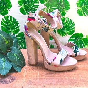 Chunky floral platform Heels